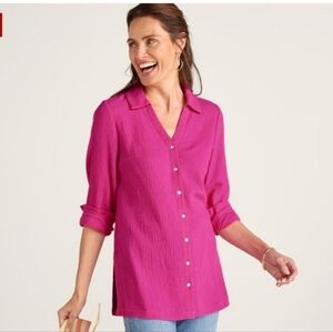 NWOT SOFT SURROUNDINGS PINK ESCAMBIA GAUZE TUNIC SHIRT SZ 3X